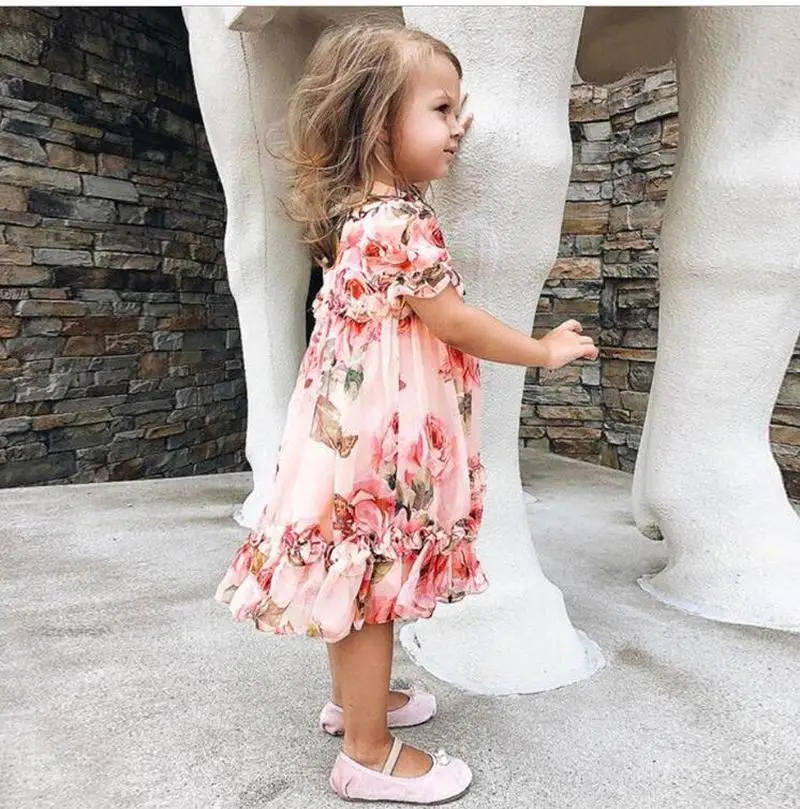 2019 Женская одежда для Летнее платье принцессы маленькой девочки детей с шифоном