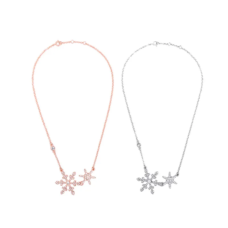 wing yuk tak Top Fashion Luxury Crystal Rose Color Snowflake Chokers Necklace For Women Jewelry Factory Wholesale | Украшения и