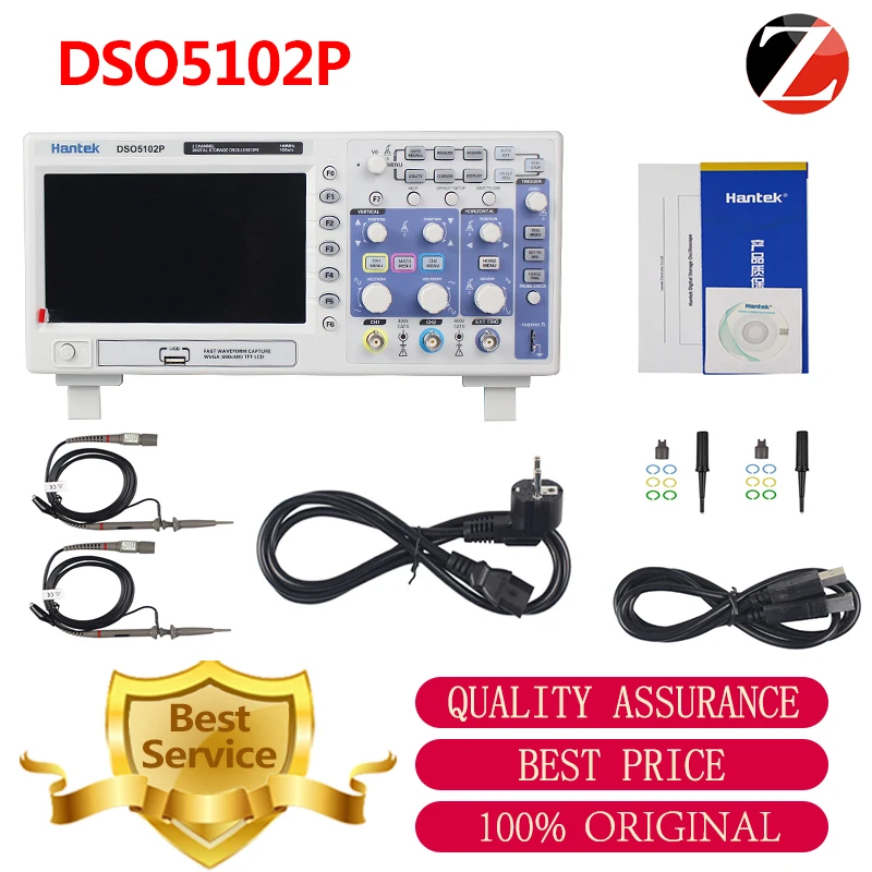 Цифровой осциллограф Hantek DSO5102P USB анализатор 100 МГц 2 канала 1 Гвыб/с 7 дюймов TFT
