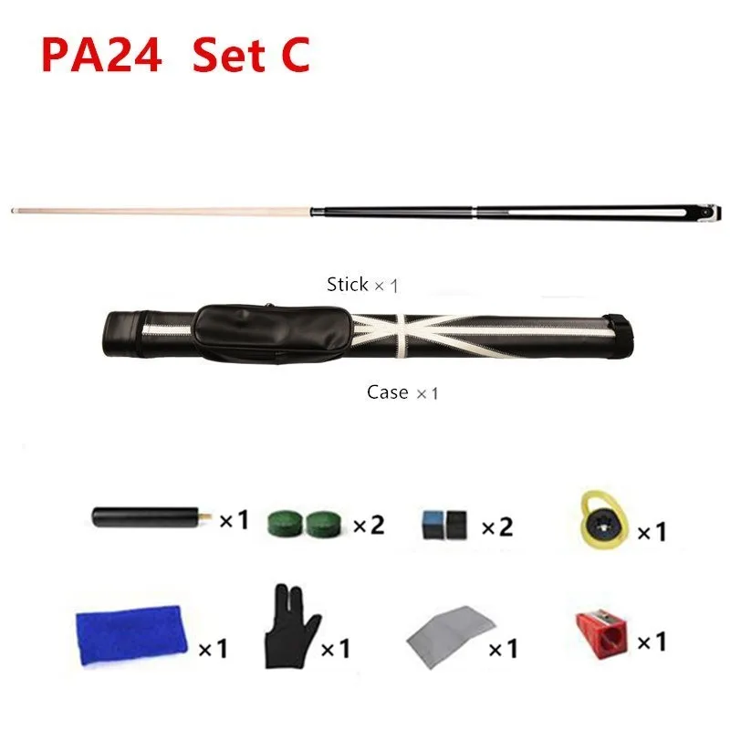 PA24 Set C 10/11. 5/12. 75 мм 58 дюймов бильярдный снукер кленовый кий для пула палка с наконечником кия для девяти шариков поставляется с удлинителем - Цвет: PA24 Set C