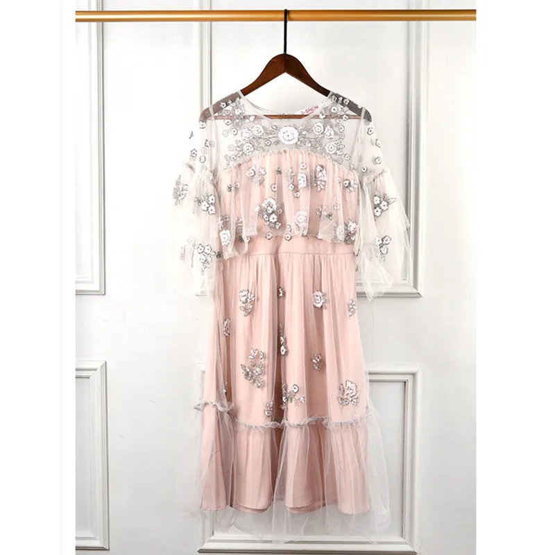 Роскошное Брендовое дизайнерское платье для женщин летнее Сетчатое шифоновое с