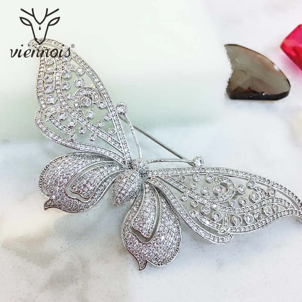 Viennois модные украшения серебряная бабочка циркониевые булавки брошки с