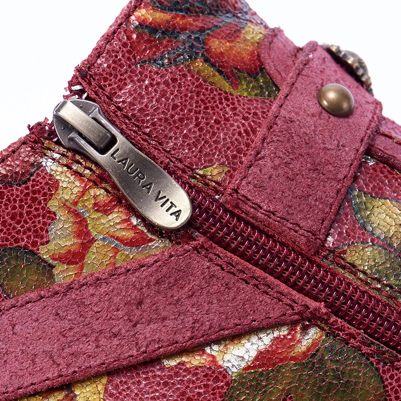 

Laura Vita New Retro Genuine Leather Bohemian Ankle Boots Women Shoes Boots Vintage Zipper Block Low Heel Autumn Boot
