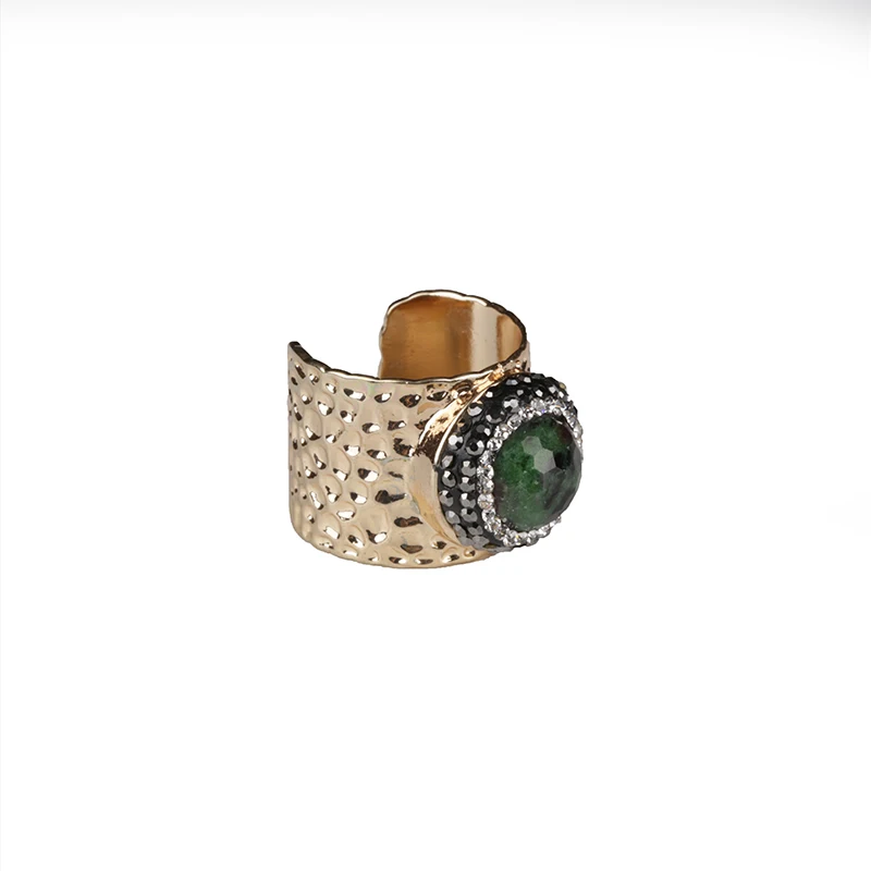 style 41 gold 1 шт полудрагоценные камни стразы друзы каменные Угловые Агаты Золотая рамка змеиная кожа многоцветные открытые манжеты унисекс вечерние кольца - Цвет основного камня: style 41 gold