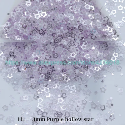 11)3mm Purple hollow 25g3-5mm в виде звезды луны сердца форма сливы пайетки с блестками для лица/ногтей маникюр/Шитье/свадебные конфетти украшения аксессуар - Цвет: 11)3mm Purple hollow