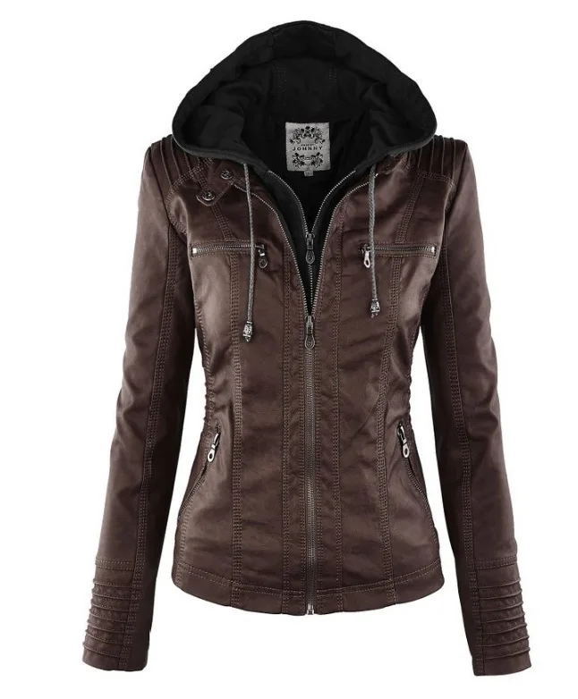Nicesense осень Veste Cuir Femme кожаные куртки женские пальто Manteau Femme Jaqueta De Couro мотоциклетные куртки с капюшоном