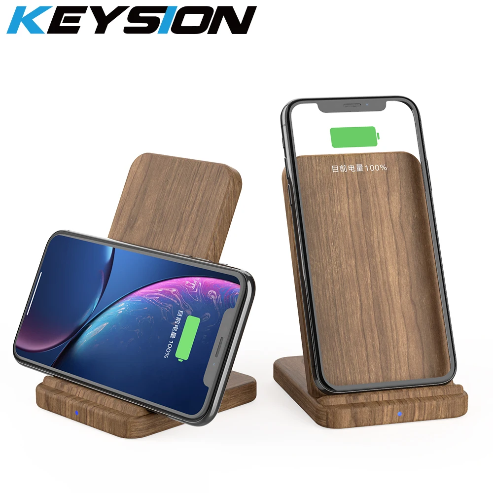 KEYSION 10W Qi Wireless Charger for Samsung S10 S9 Xiaomi Mi9 Huawei Mate 20 Pro Wood Fast Charging Pad For iPhone XR XS Max X 8 | Мобильные