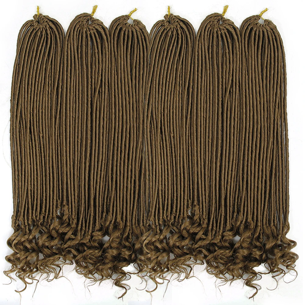 YXCHERISHAIR прямые Faux locs с вьющимися заканчивается волос Синтетические длинные 18 дюймов богиня искусственные локоны в стиле Crochet волос