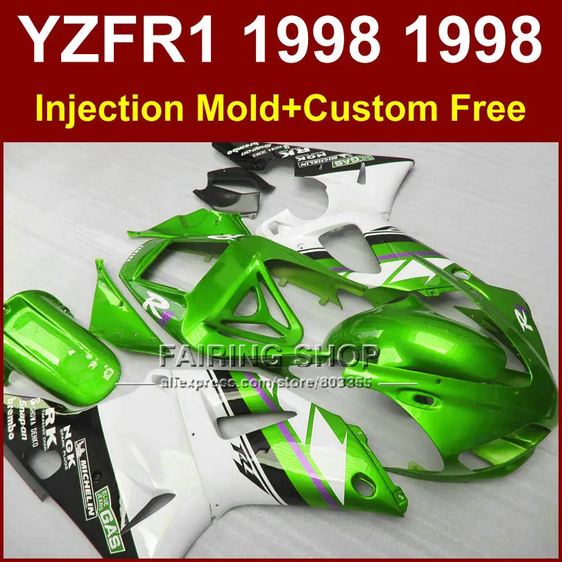 RU7 высококачественный глянцевый зеленый обтекатель для YAMAHA YZF R1 YZF1000 98 99