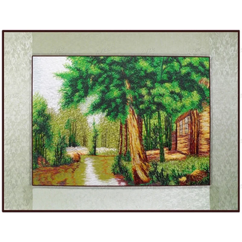 Вышивка готовая/Suzhou классическая вышивка/зеленый лес шелковая декоративная