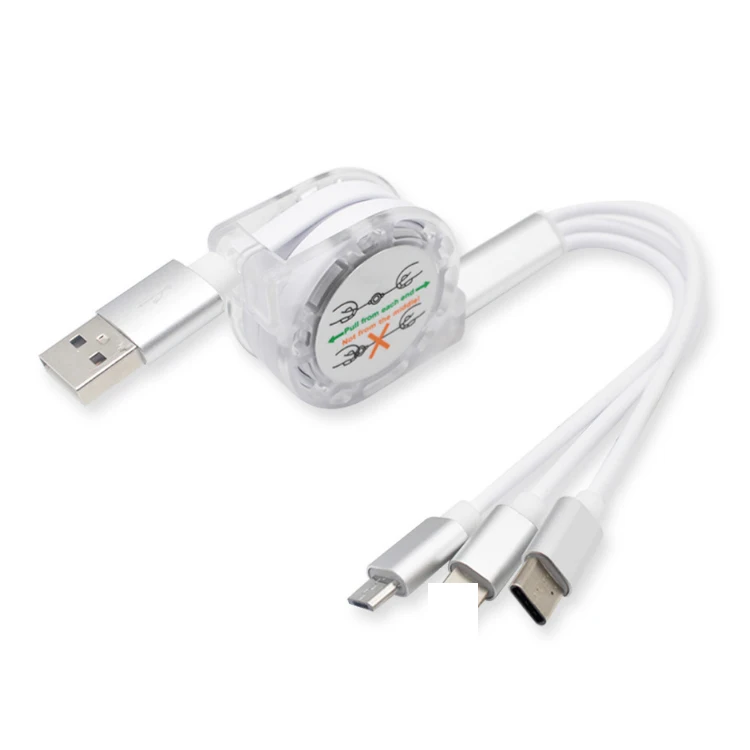 Белый Быстрая зарядка 3 в 1 Многофункциональный порт смартфон с usb кабель зарядного устройства usb type C 2A usb кабель - Цвет: Белый