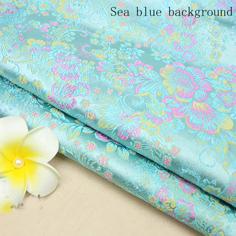 Sea Blue Ширина 29 дюймов китайский древний костюм платье Детская одежда кимоно Cos шелковый атлас шитье жаккардовая парча ткань - Цвет: Sea Blue