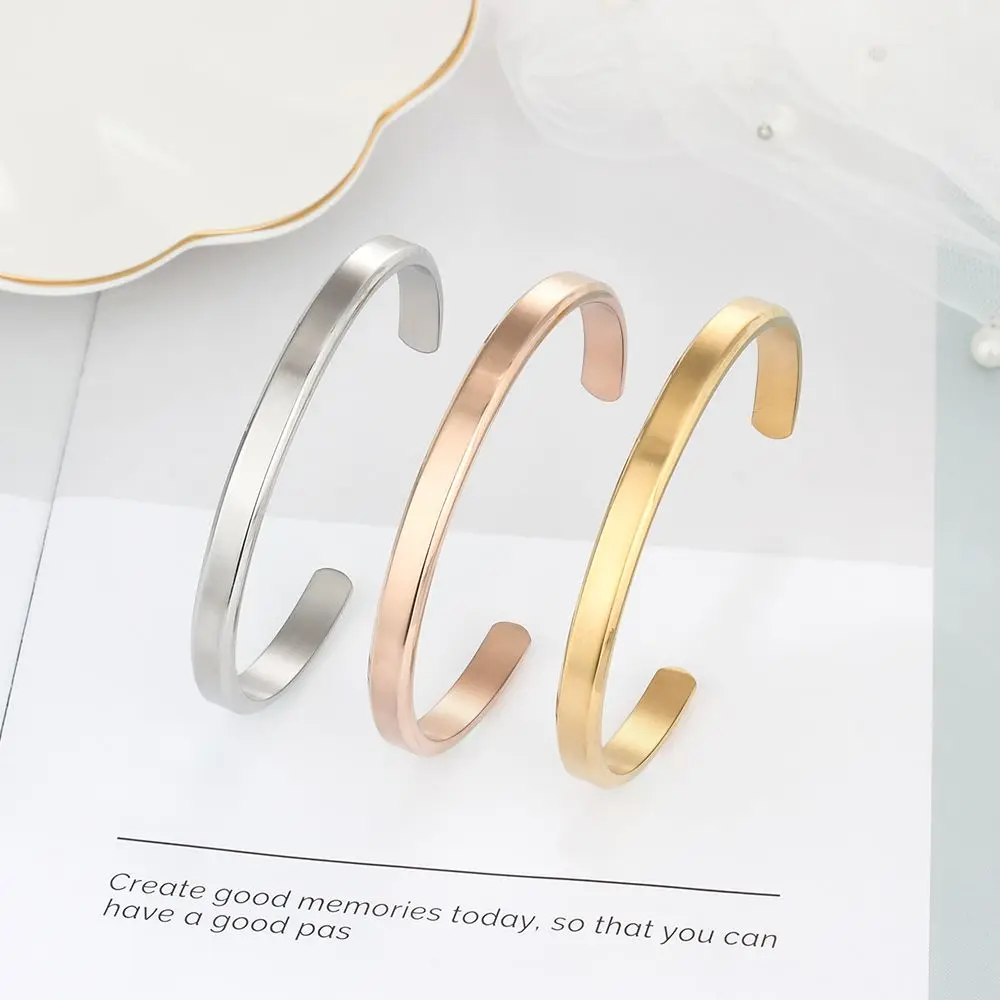 Браслет женский из нержавеющей стали с гравировкой имени шириной 6 мм | Украшения