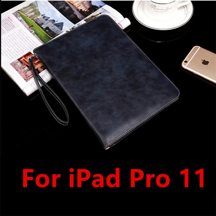 Тёмно-синий Чехол для iPad Pro 11, роскошный кожаный Смарт-планшет, откидной Чехол-подставка для Apple iPad Pro, 11 дюймов, Авто Режим сна, пробуждение, Капа Para - Цвет: Тёмно-синий