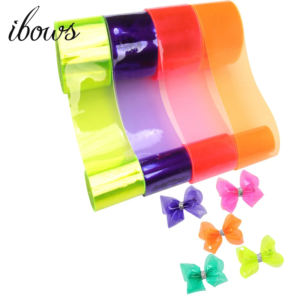 

IBOWS 5yards 38mm Jelly Leather Ribbon Transparent Smooth Waterproof Solid DIY Hairbow Materials Handmade Bags Shoes Decoration