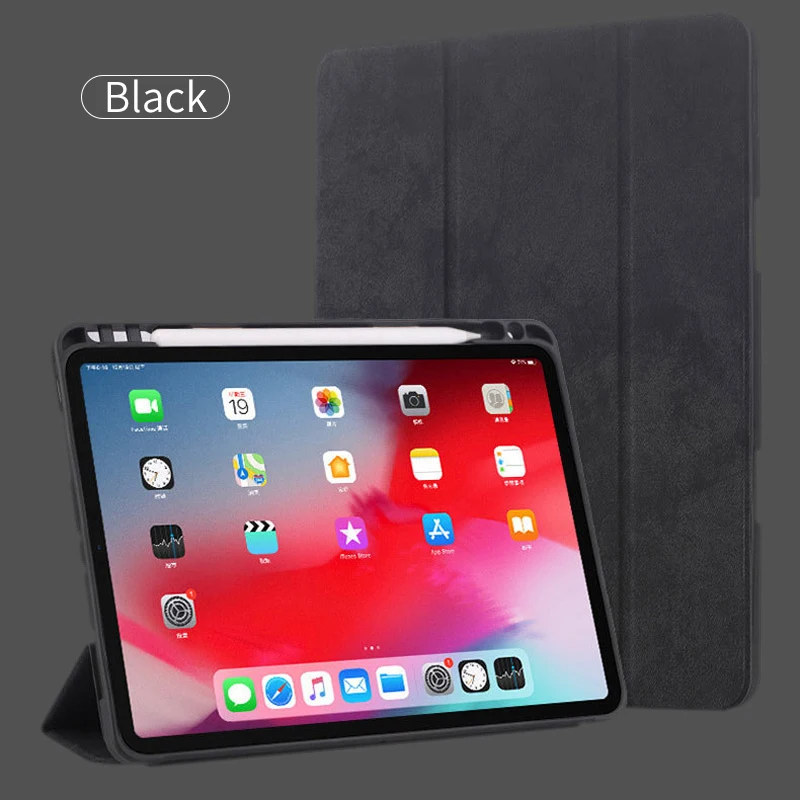 GOOJODOQ Funda для iPad Pro 11 чехол с держателем-карандашом Поддержка беспроводной зарядки для Apple Pencil 2 для iPad Pro 11 чехол - Цвет: Black