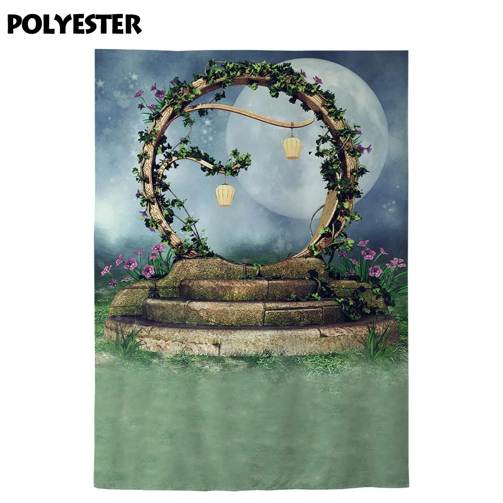 Allenjoy professional photography background fairy night scene moon ivy portal lanterns colorful flowers backdrop photobooth | Электроника