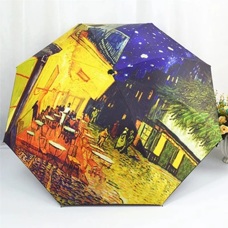 Роскошный зонт от солнца Van Gogh с защитой ультрафиолета складной волшебный