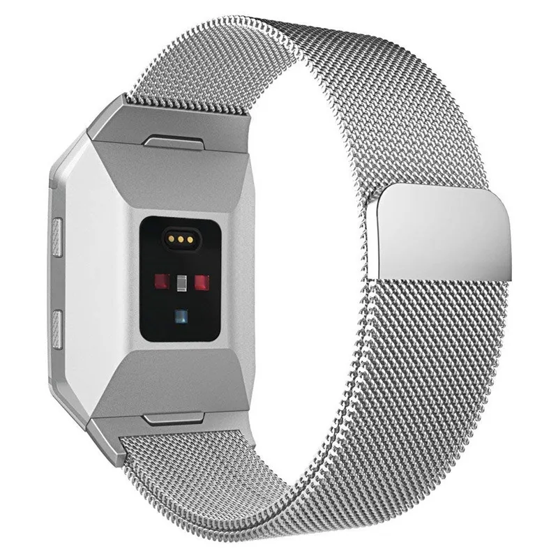 Silver GXV Stainless Steel Milanese Magnetic Fitbit Ionic Replacement Sprot Strap Accessories for Ionic Fitbit Smart Watch Women Men - Цвет: Silver