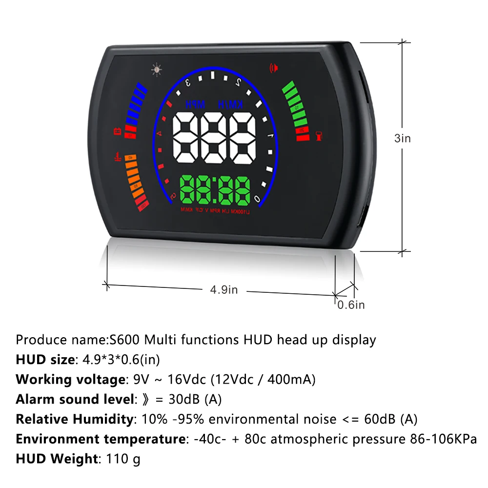 Автомобильный проектор скорости RMLKS S600 цифровой OBD2 EUOBD система Предупреждение о
