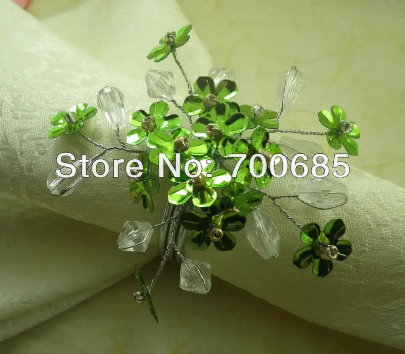 

Оптовая продажа салфетки кольца зеленый цветок, акриловый держатель салфетки,