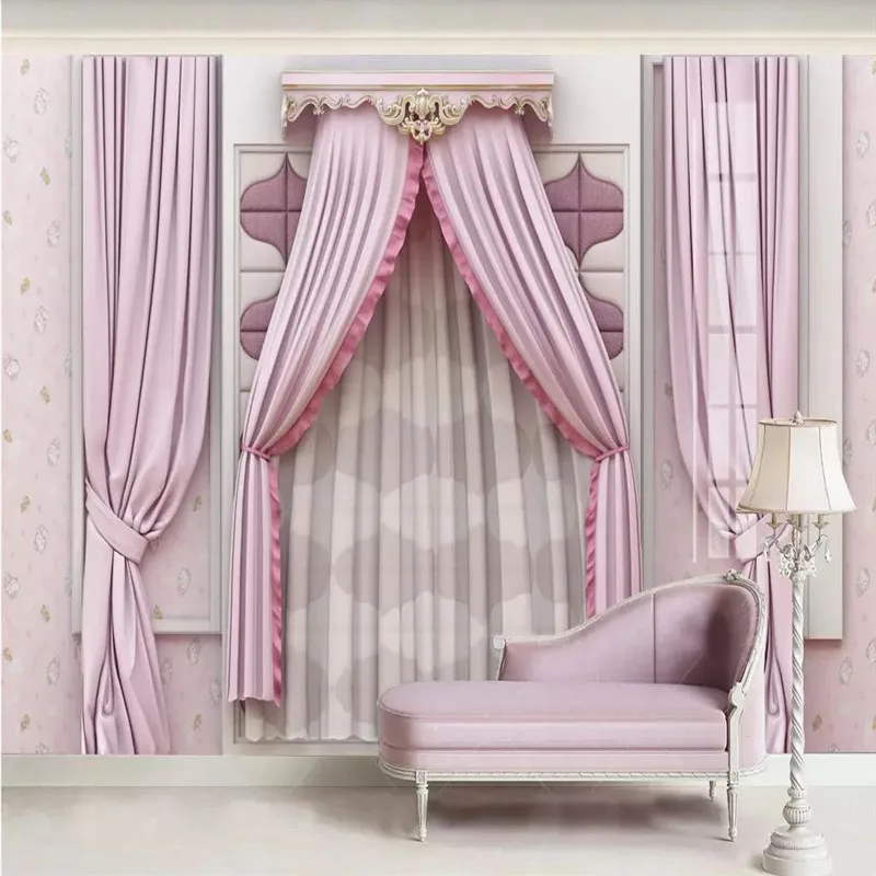 2019 new beautiful curtain TV background wall custom large wallpaper mural 3D photo waterproof | Обустройство дома