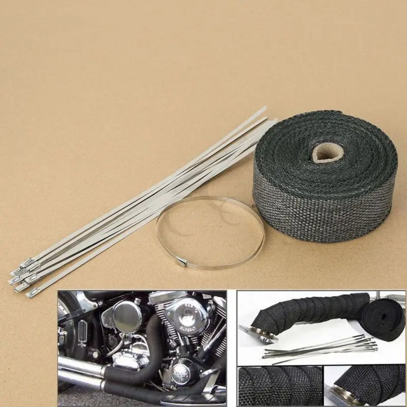 Труба выхлопного коллектора черная Тепловая пленка 2 &quot10 м стяжки rap De Cat труба