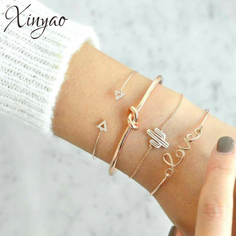 XINYAO 4 шт./лот кристалл треугольник любовь кактус узел очаровательные браслеты для