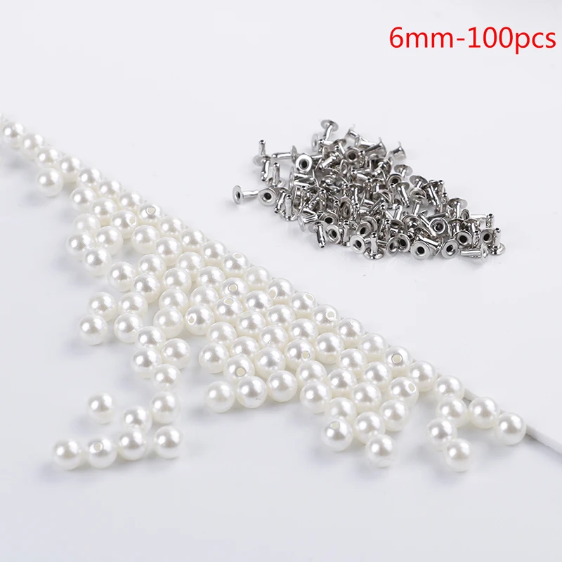 6mm 100pcs 100 шт/80 шт/60 шт/40 шт/30 шт модные DIY жемчужные колпачки с заклепками для ремонта рукоделия перламутровые Вязаные кружевные аксессуары для волос - Цвет: 6mm 100pcs