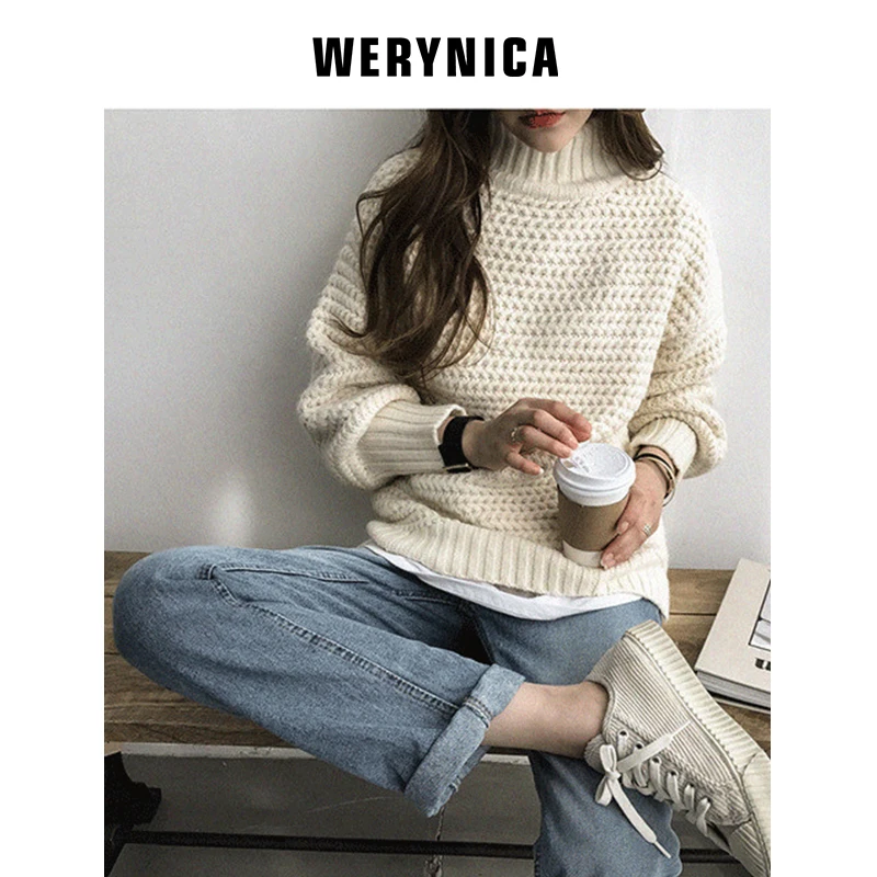 Werynica/осенне зимние вязаные женские свитера пуловеры свитер с длинными рукавами