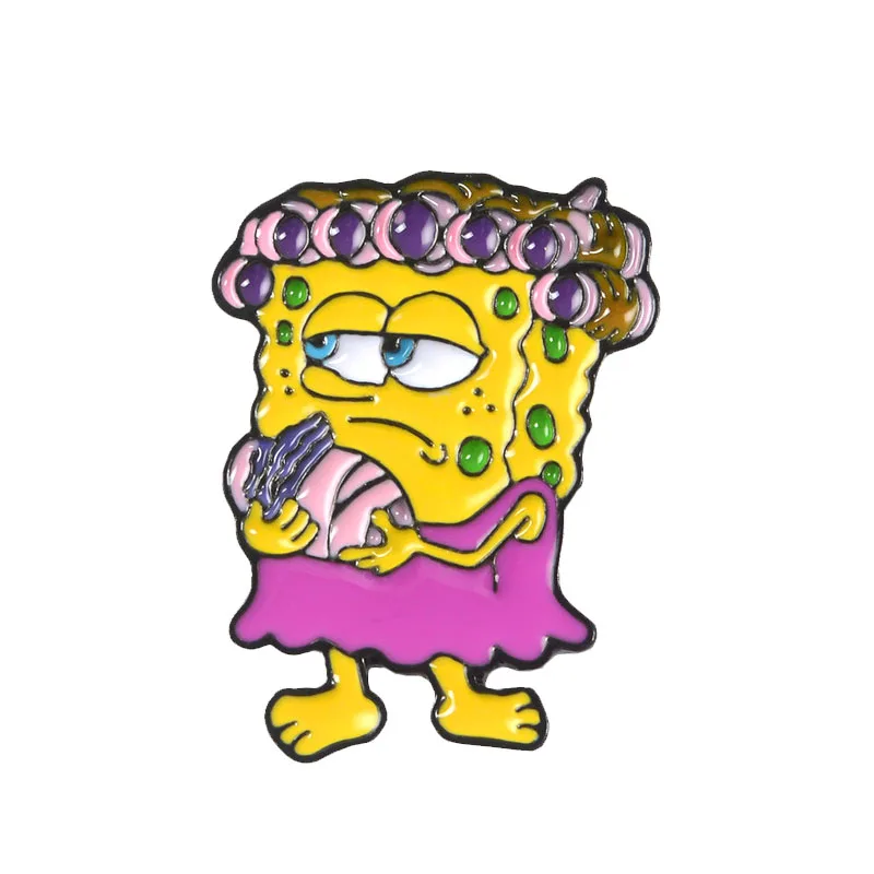 style 11 GDHY SpongeBob аниме серия брошь 16 видов стилей губка-Боб эмалированные булавки морские звезды Барнакл мальчик дом в форме ананаса для детей Кнопка значок - Окраска металла: style 11