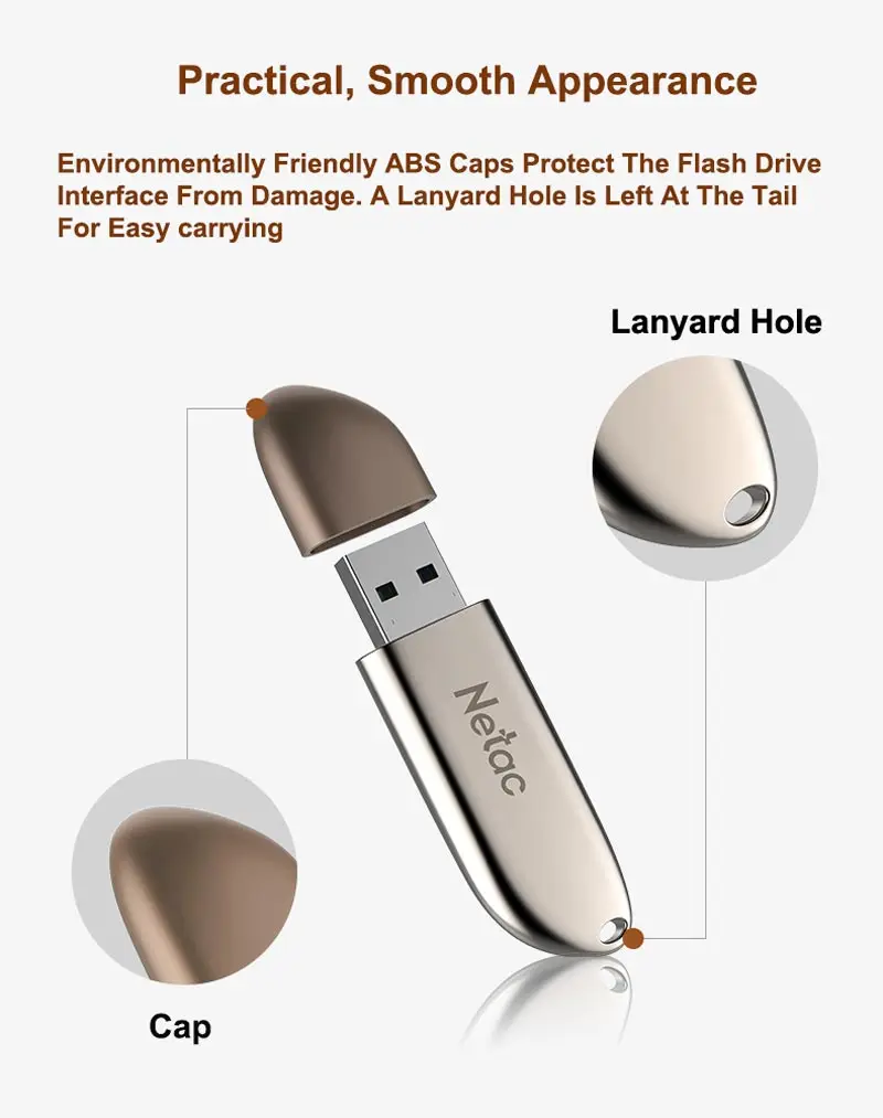 Netac USB флэш-накопитель USB3.0 высокая скорость карты памяти 64 Гб металл специальный U352 острый нож хранения USB флешки 64 ГБ 3,0 usb c