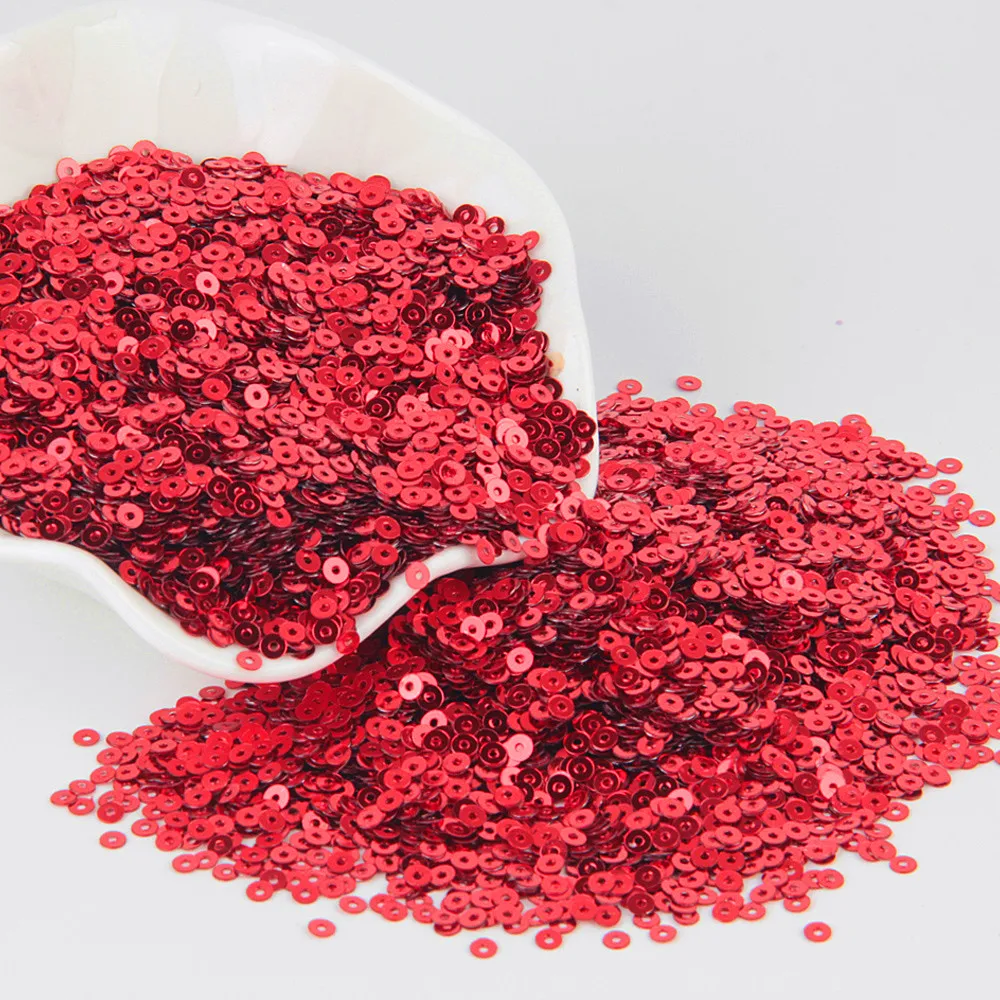 3mm red Блестки Красные Блестки 3 мм-25 мм ПВХ свободные блестки пайетки дизайн ногтей Скрапбукинг шитье DIY Свадебные украшения Lentejuelas - Цвет: 3mm red