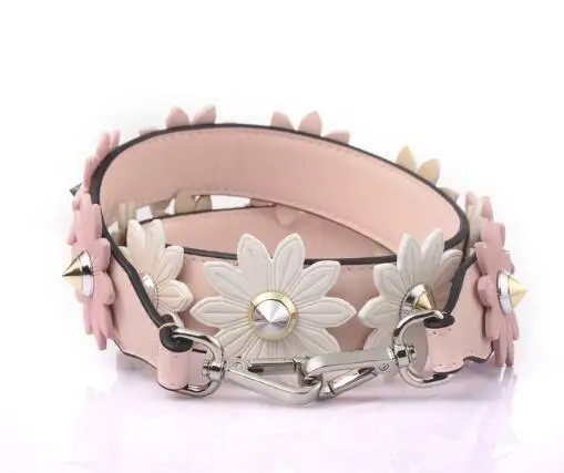 Pink Silver Buckle Новинка, женская сумка из натуральной кожи, с ремешком, цветочный дизайн, Дамский плечевой ремень, шикарные сумки, аксессуары, A0072 - Цвет: Pink Silver Buckle