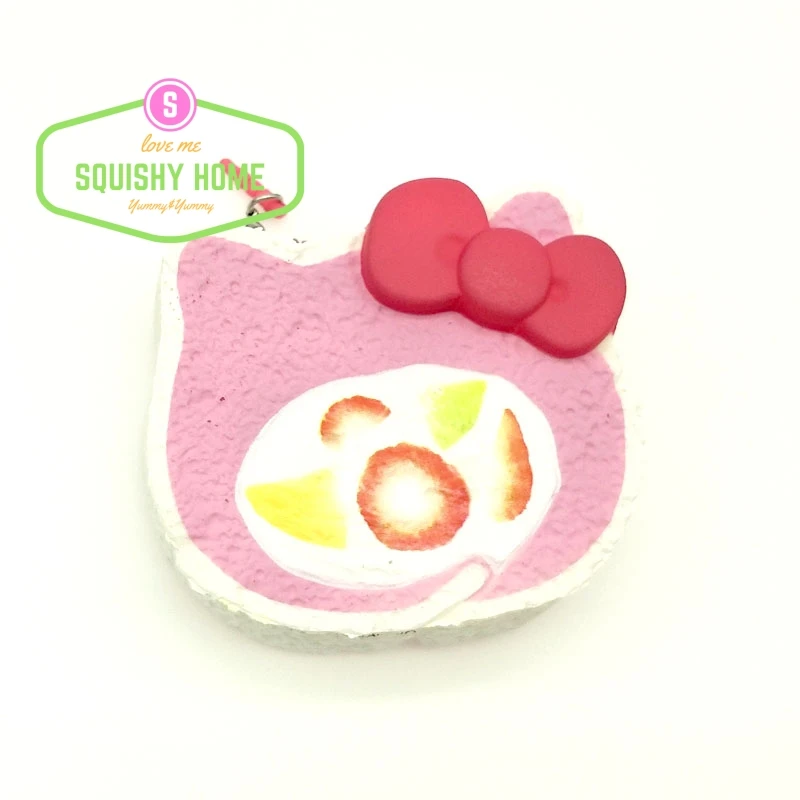 Kuutti мягкий розовый/желтый/черный медленный подъем Jumbo Kitty лук Kawaii Swizz Ролл торт
