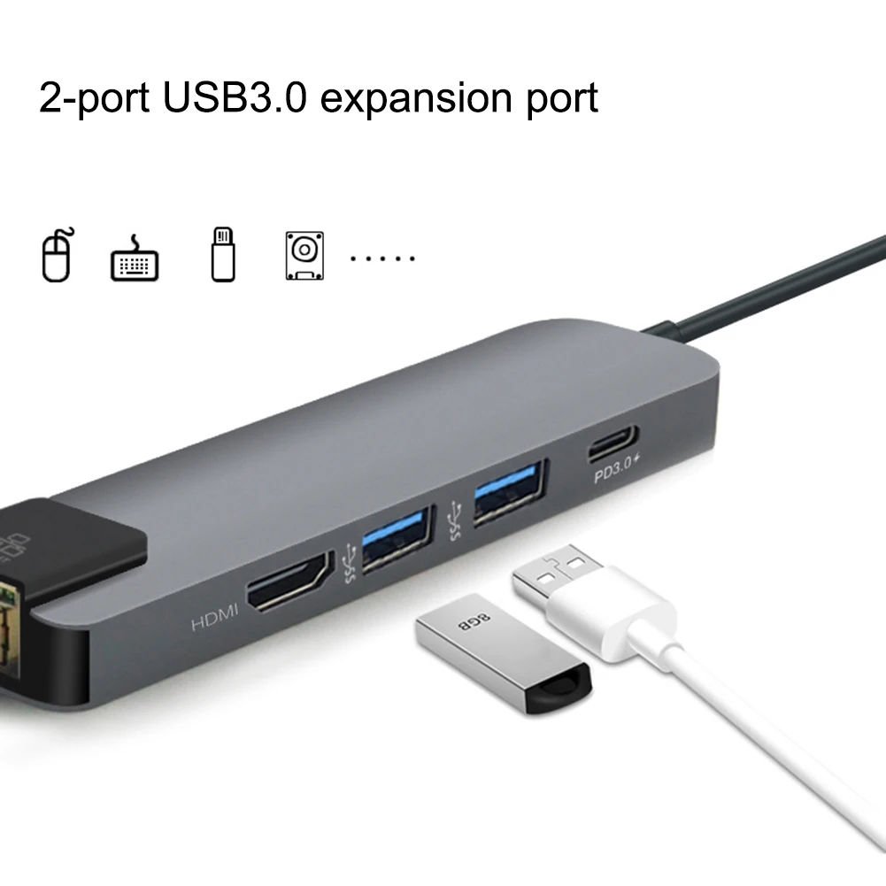 5 в 1 концентратор адаптер usb type C Hdmi 4K USB C к Gigabit Ethernet Rj45 Lan адаптер для Mac Book Pro Thunderbolt 3 USB-C зарядное устройство P
