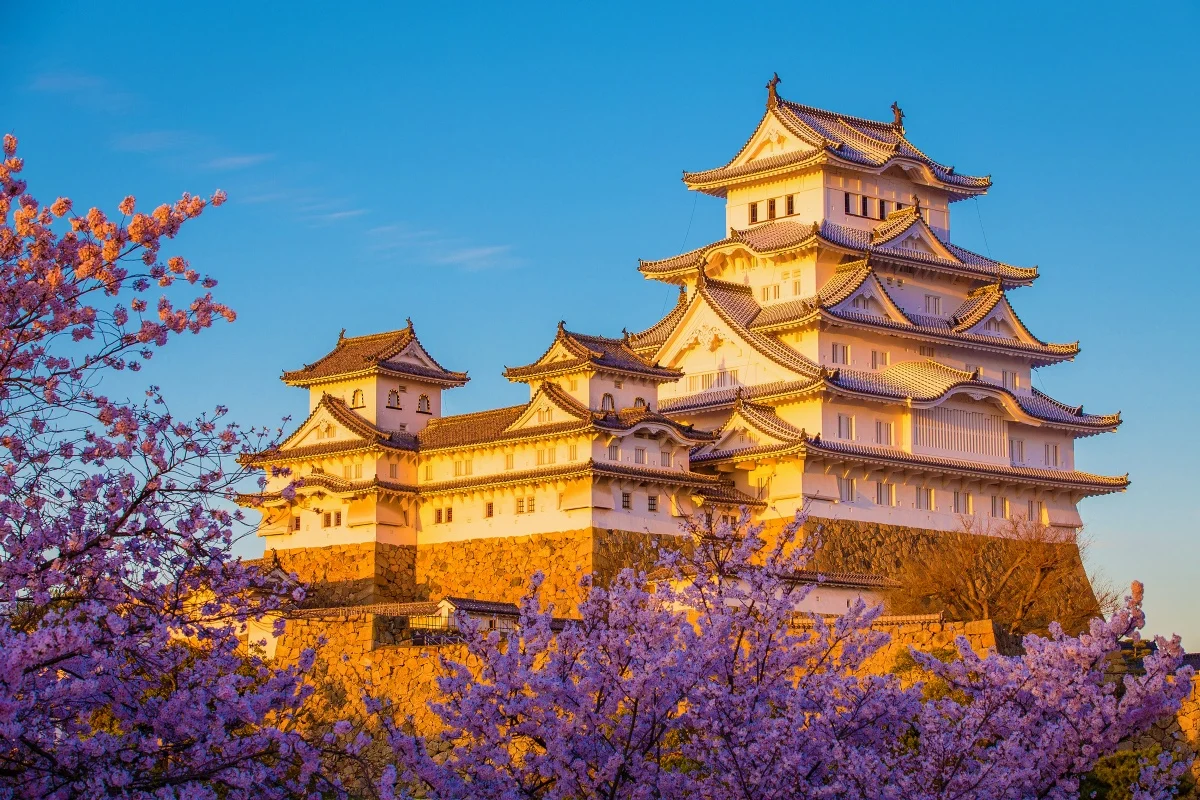 Холст Тканевый постер с рисунком на заказ замок Sakura Himeji Япония PJZK105 для декора
