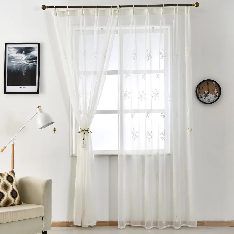 NAPEARL вышитые шторы из вуали тюлевые ткани для спальни в рождественском стиле с