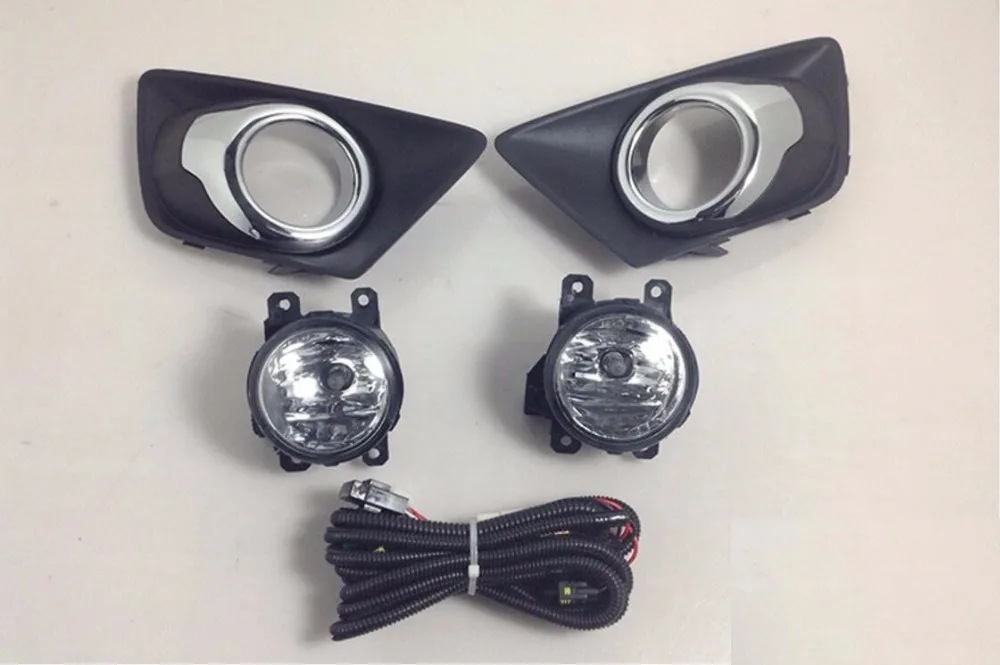 

eOsuns halogen fog lamp for ford ecosport, OEM design with harness, wiring kit, chrome fog lamp cover