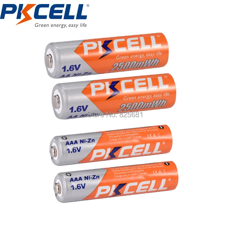 Батарейки PKCELL NIZN AAA 900mWh 4 шт. и AA 2500mWh с 2 чехол для хранения батарей AAA|battery pack|battery
