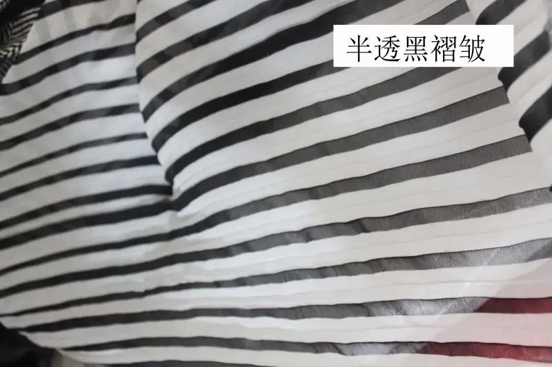 

2019 Fashion Black and White Chiffon Pleated Fabric Bright Organ Pleated Pleated Fashion african wax fabric