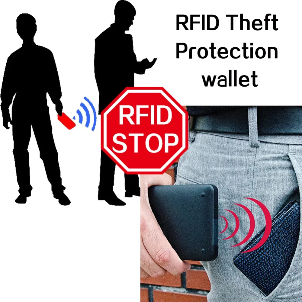 Кошелек мужской на молнии с защитой от кражи и RFID защитой|Мужские кошельки| |