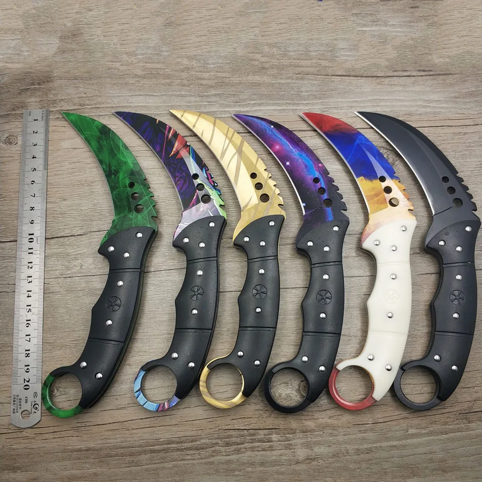 Прямая поставка 420C стальной karambit cs go тактический нож ABS Ручка счетчик удара нож-мачете охотничий нож для выживания с зажимом для ремня