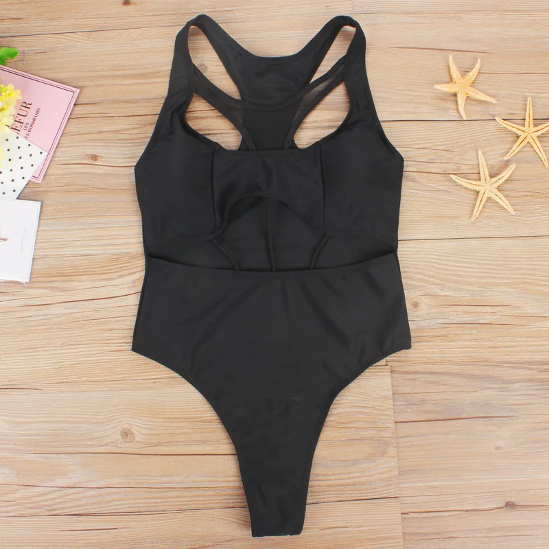 Для женщин пикантные Одна деталь Черный выдалбливают бинты костюмы Пляжная