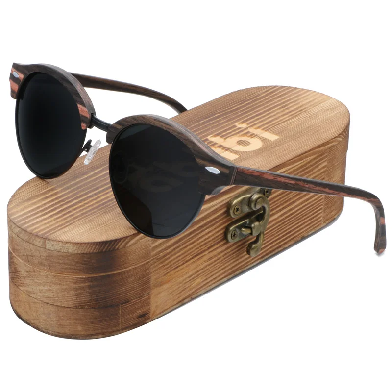 

Ablibi Vintage Rimless Mens Polarized Wood Sunglasses for Men & Women with 100% UV Blocking, HD Lenses Wood Shades Sun glass Men