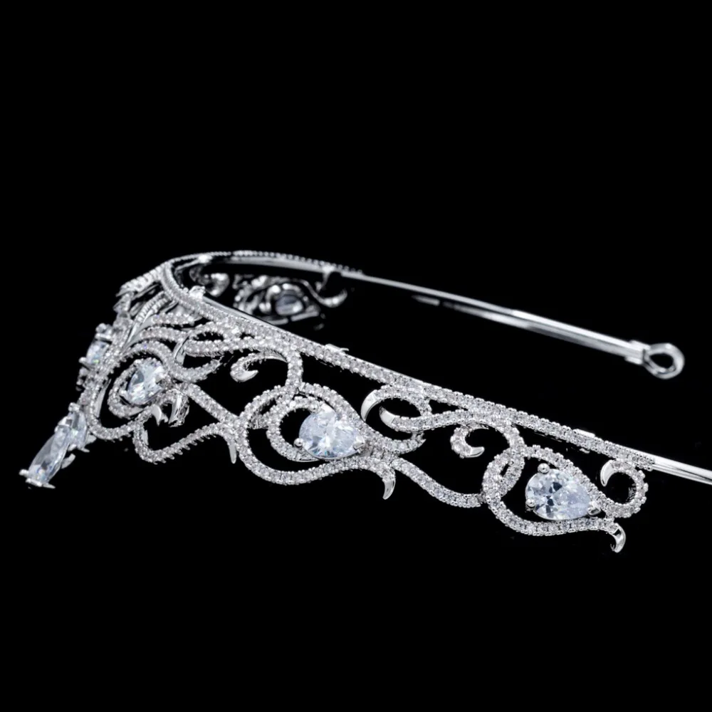Классический Кубический Цирконий Свадебный бидал диадема для девушки корона