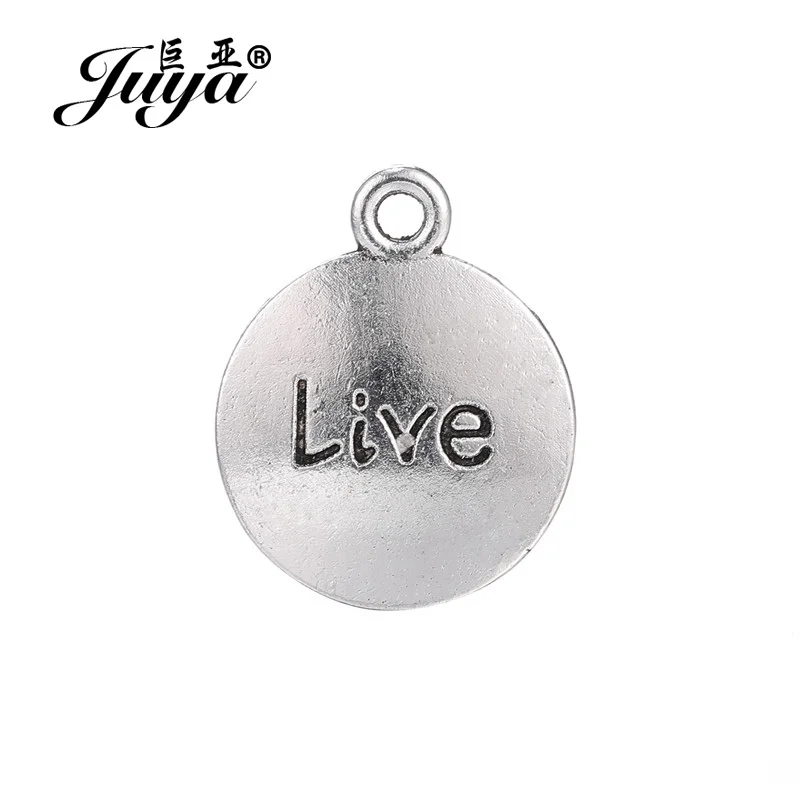 10pcs 14mm Lettering Metal Round Charms 6 Types of Text Pendant for Jewelry DIY Making Findings Fashion Handmade Accessories |