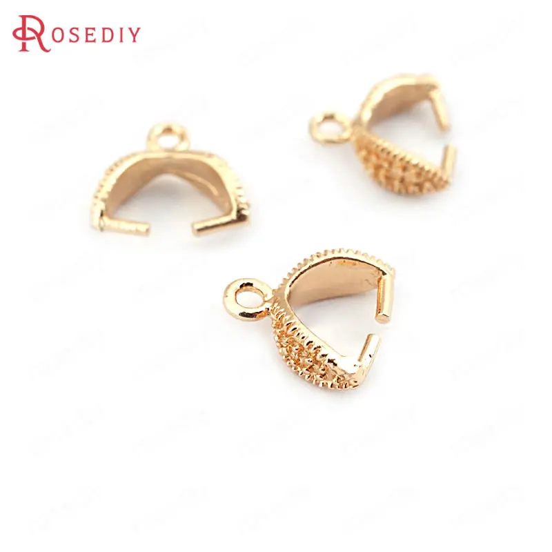 

(31725)20PCS Clasp height 5MM 24K Champagne Gold Color Plated Brass Charms Connector Pendants Clasps Beads Connector Accessories