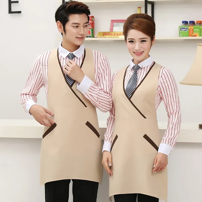 Женский комбинезон с длинным рукавом, рубашка-униформа для магазина молочного чая, ресторана, кейтеринга, фаст-фуда, официанта, H2337, официантка гостиницы