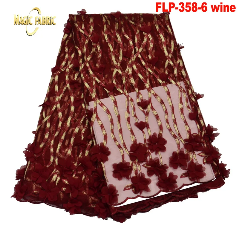 

3D flower lace fabric high quality nigerian lace fabric 2017 african french net lace tulle mesh fabric for dress FLP358